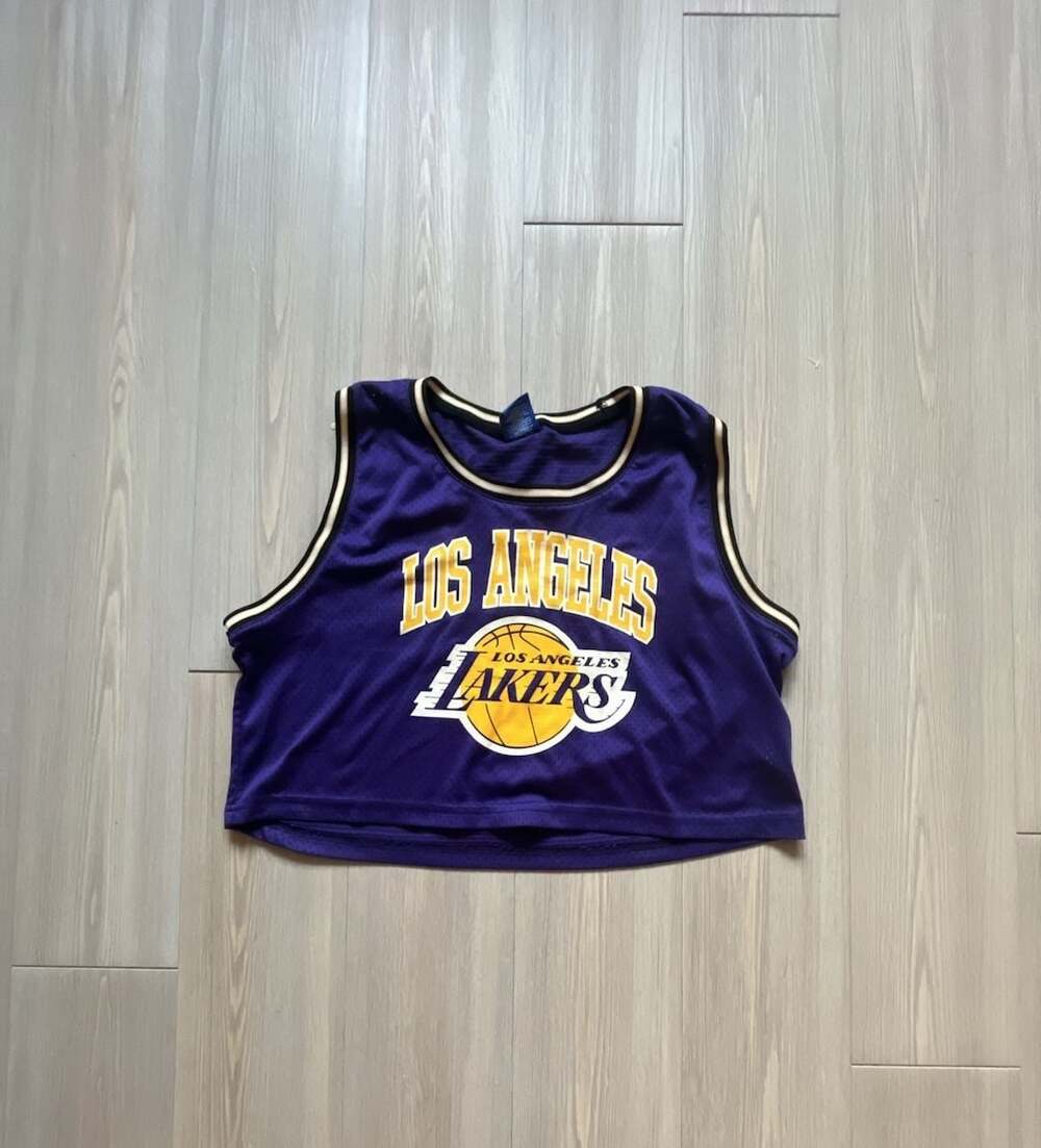 Ultra Game Los Angeles Lakers NBA Kid’s Cropped Mesh Tank Top Purple Size L